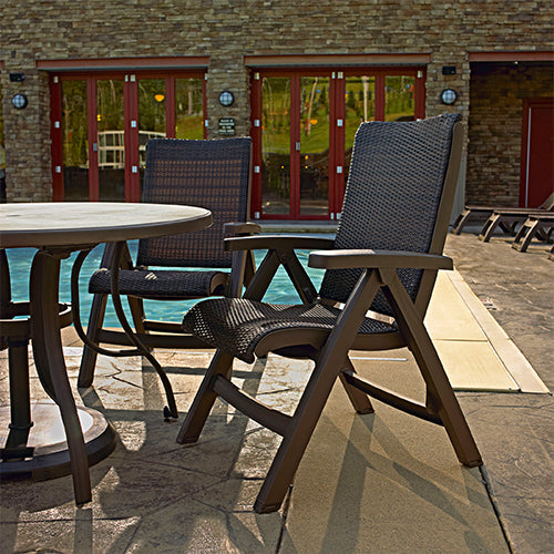 Java Wicker Folding Chairs around a table