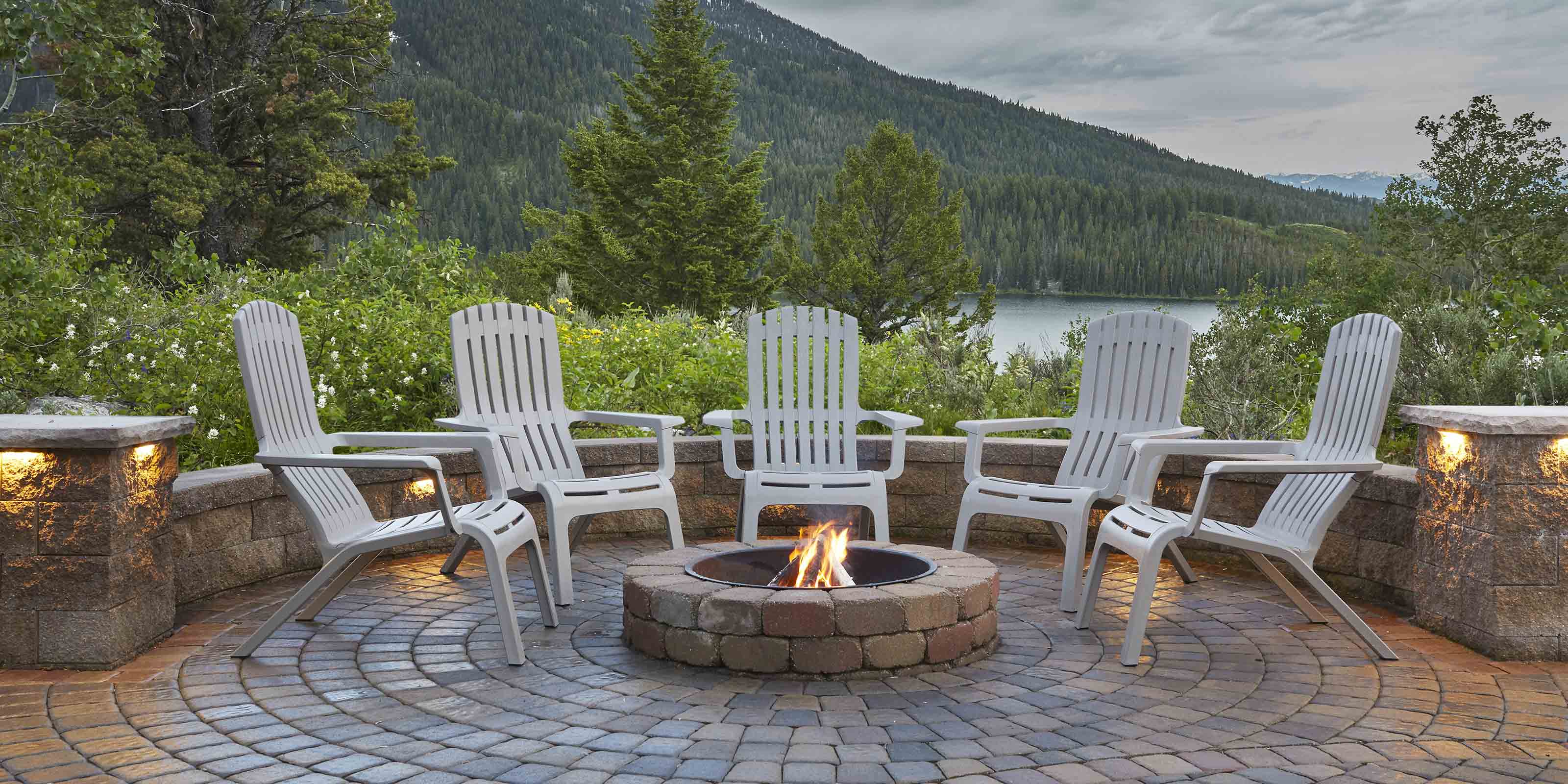 Fire Pit with Adirondack Chairs
