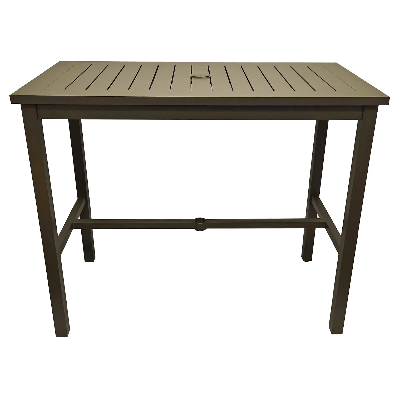 Bar Height Rectangular Metal Patio Table With Umbrella Hole Sigma