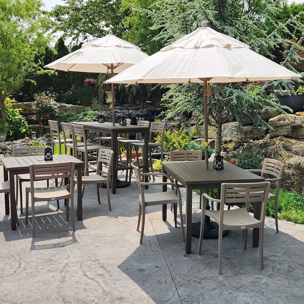 best commercial patio umbrella PURPLE LEAF Luxury Market Heavy-Duty Hydraulic Semi-Automatic Umbrella 8x8 FT(1.9" Pole) / Beige effortless operation while minimizing components that may wear out over time.It is also well Patio Umbrellas for All Spaces