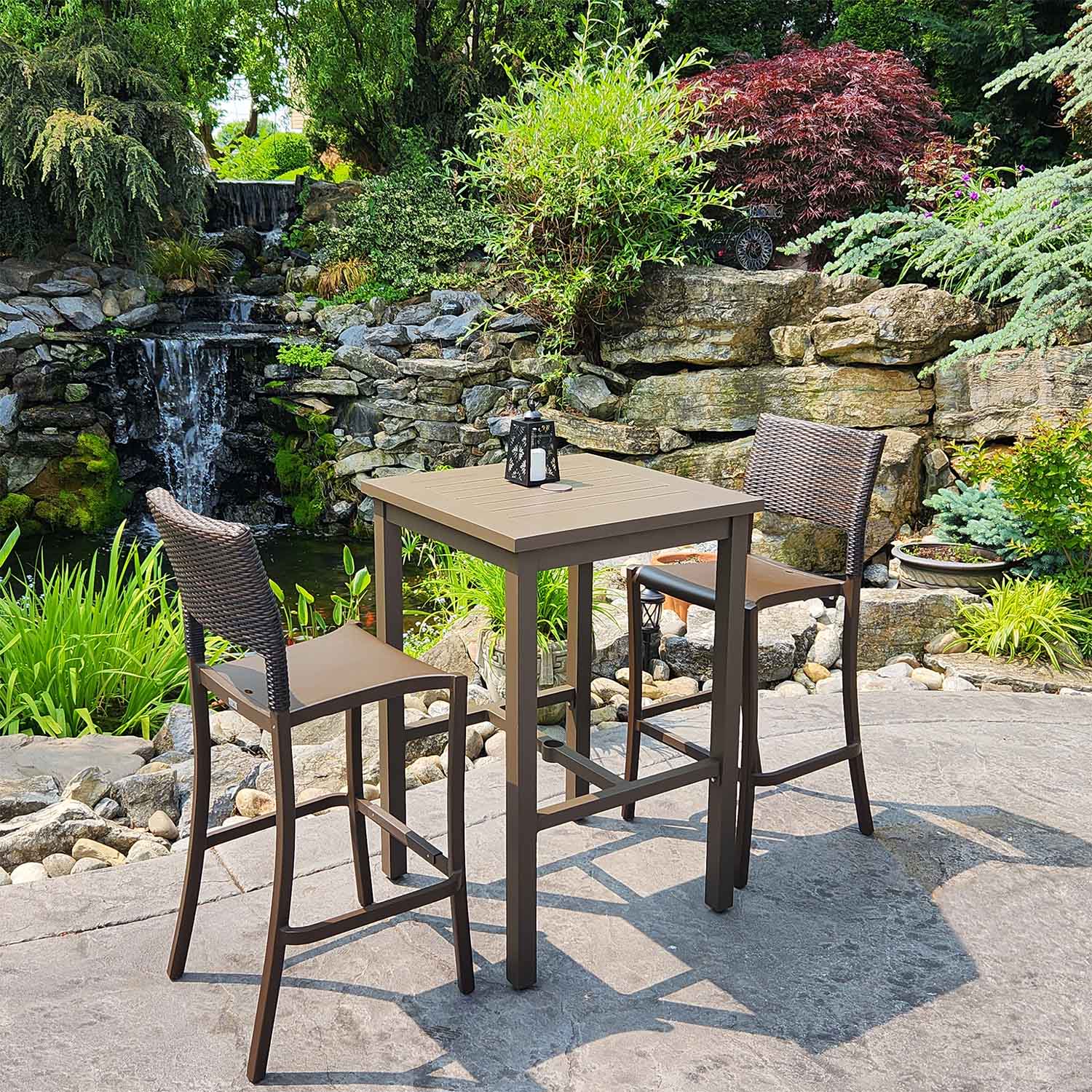 commercial outdoor table on a restaurant patio